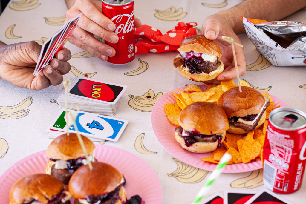 Steak, brie and berry coulis sliders