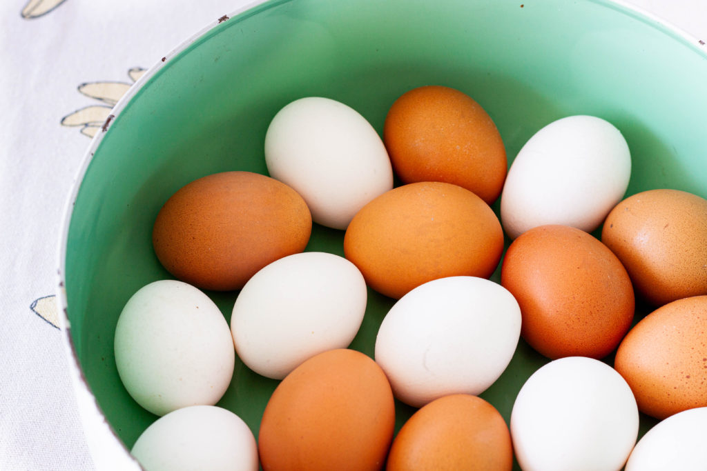 Brown and white eggs