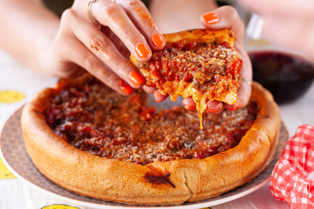 Chicago-style deep dish pizza